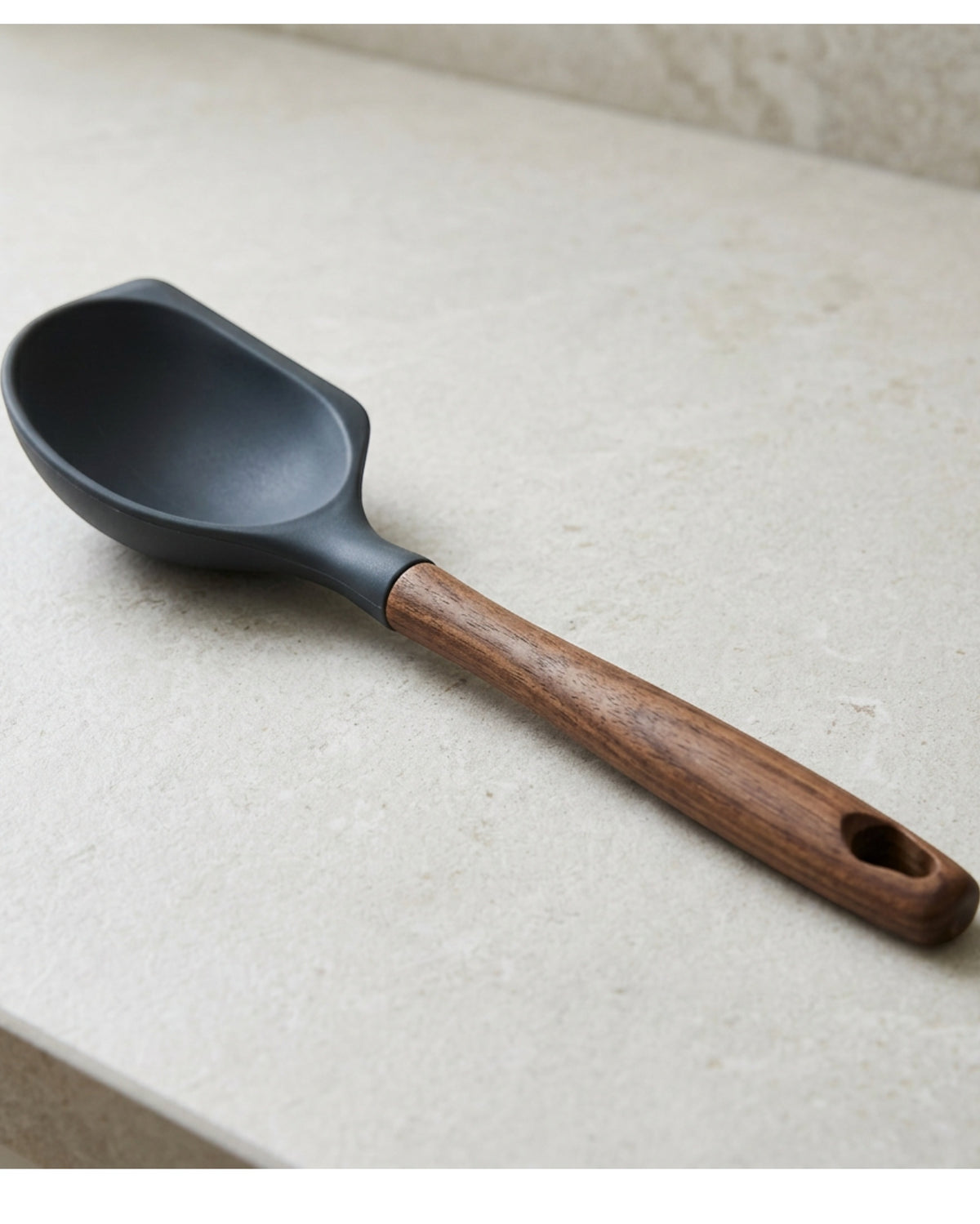 Fmxtn Deep Silicone Scraper Spoon Walnut Handle Charcoal 30 cm - Lifestyle view