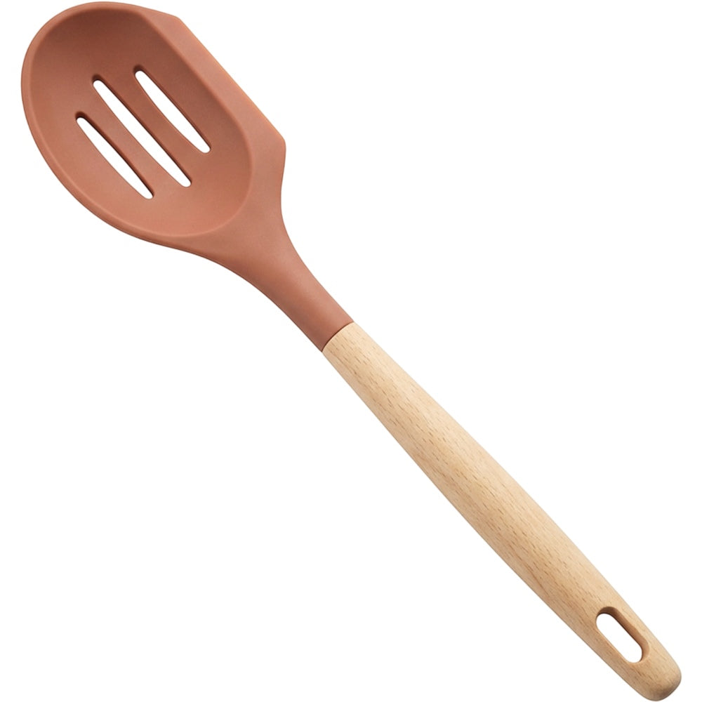 Fmxtn Slotted Silicone Spoonula Beech Handle Clay 31 cm - Product view